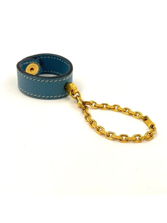 Hermes Glove Holder Nomad Leather Blue Gold Gloves - Picture 3 of 9